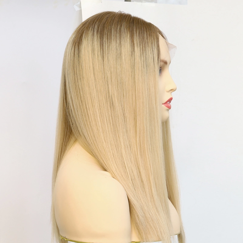 Premium blonde color human hair lace top wig stock wholesale HJ 031