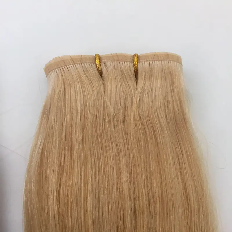 New Double Drawn Flat Remy Human Hair Weave Russian Cuticle Aligned Remy hair PU Skin Weft Seamless Hair extension QM189