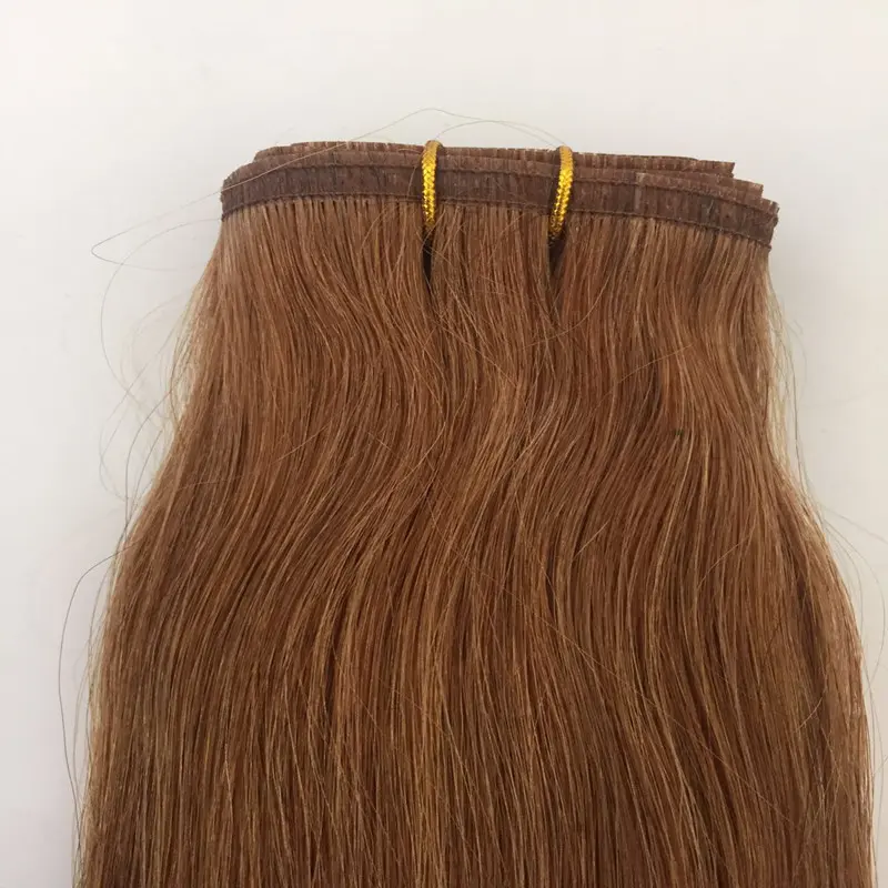 Russian/Mogolian No Shedding Double Drawn Seamless Pu Flat Weft Hair Extension QM188