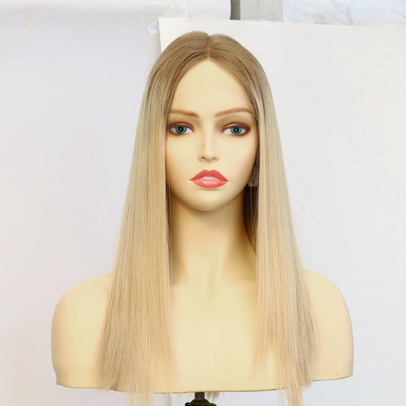 Premium blonde color human hair lace top wig stock wholesale HJ 031