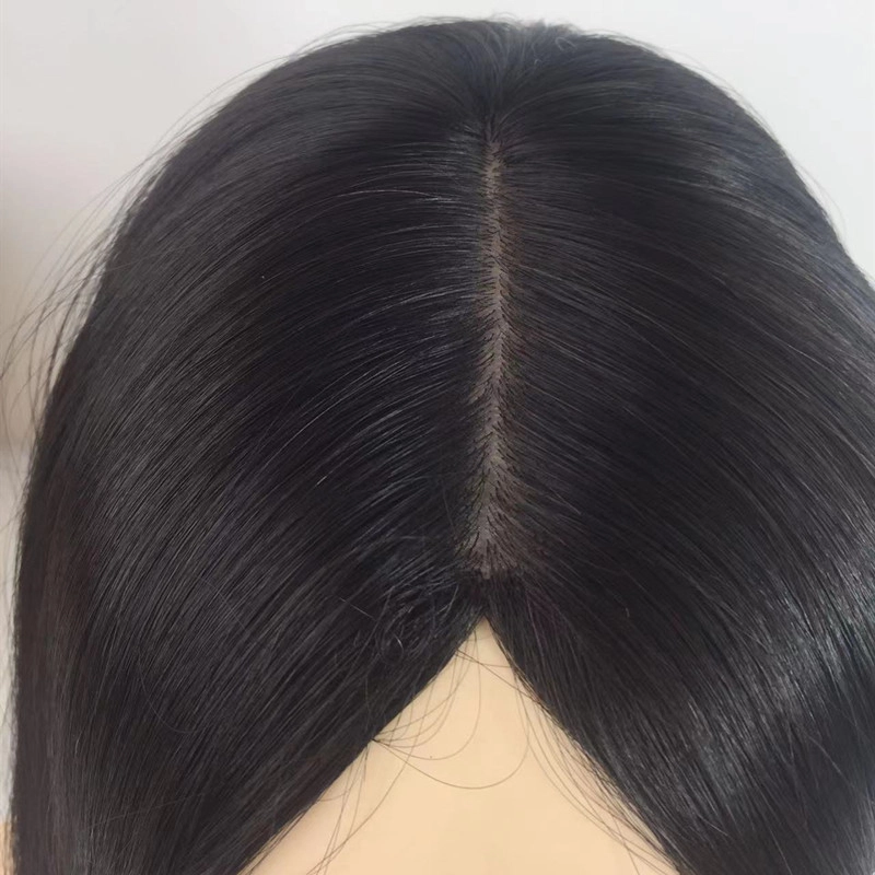 silk top wig with silicone skinproof for jewish woman wear Unprocessed virgin natural black HJ 023