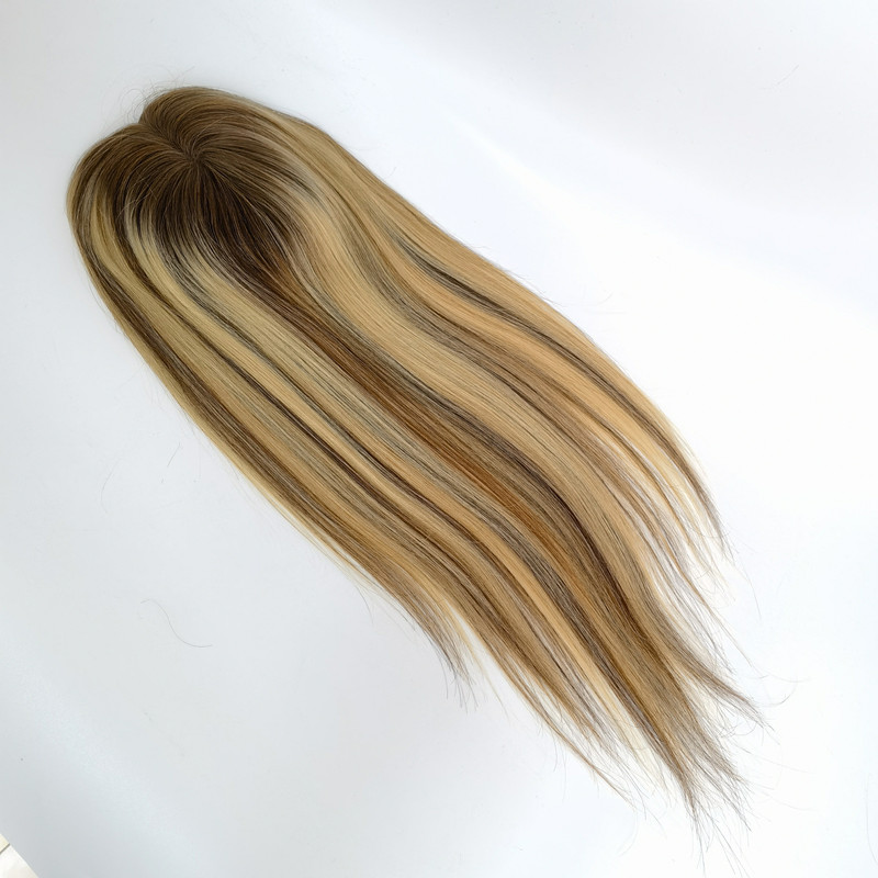 Top Hair mono topper unprocessed european hair blonde balayage hightligh replacement stock for women hairloss HJ004